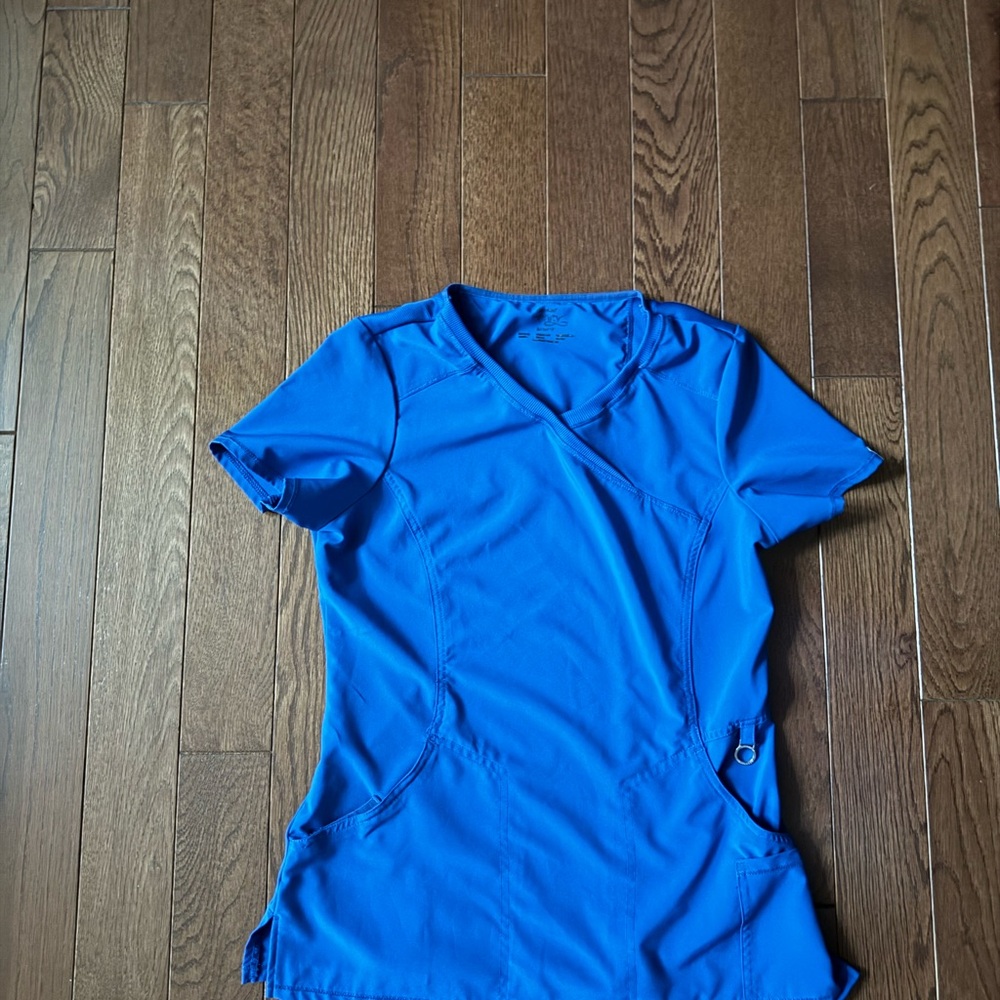 Cherokee Infinity Blue Fitted Short Sleeve Scrub Shirt